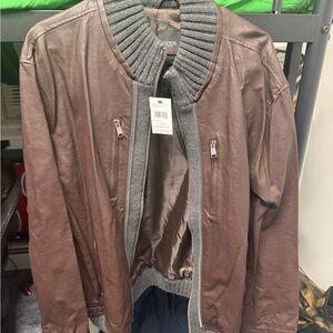 Guess Cocoa Brown Leather Jacket